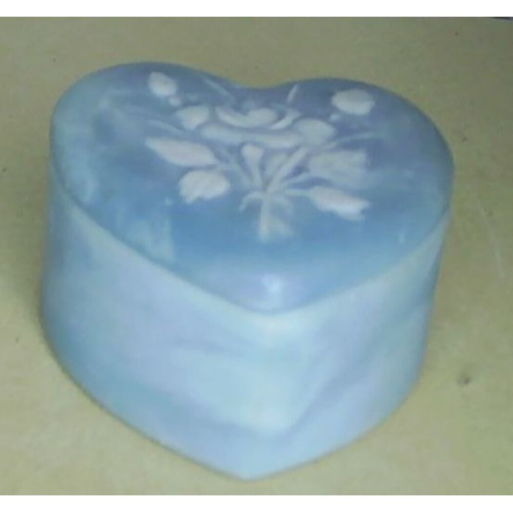 Vtg Design Gift Intn'l Incolay Stone Blue Flowers Roses Jewelry Box 3.5x3.5x2